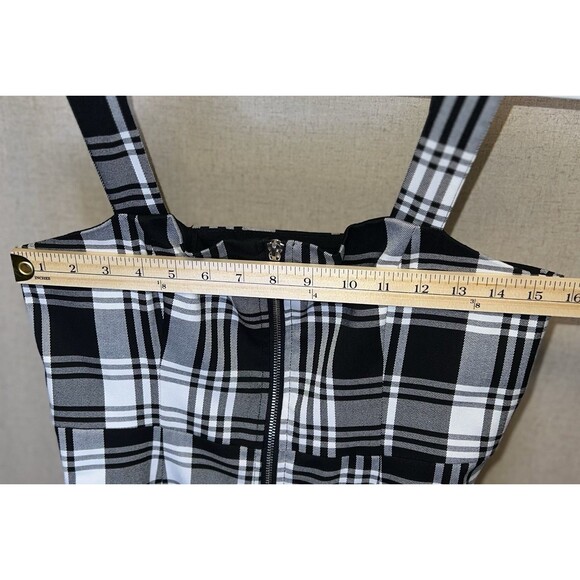 Forever 21 Dress Size L Black and White Plaid Mini Overall Zip Front - Picture 4 of 6